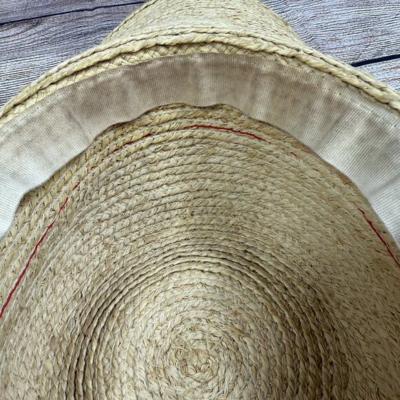 Filippo Catarzi Vintage 100% Raphia Straw Floppy Sun Hat Made in Italy Beach - Picture 9 of 14
